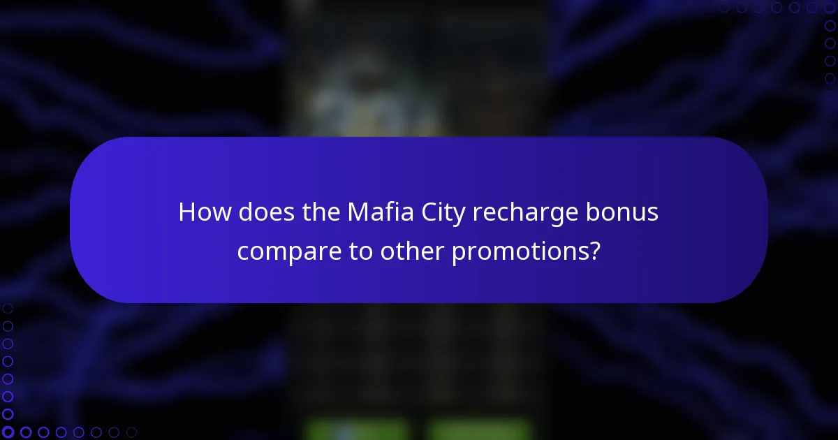 How does the Mafia City recharge bonus compare to other promotions?